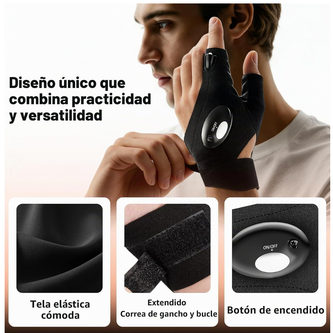 Guantes LED sin Dedos, Luz Justo Donde la Necesitas